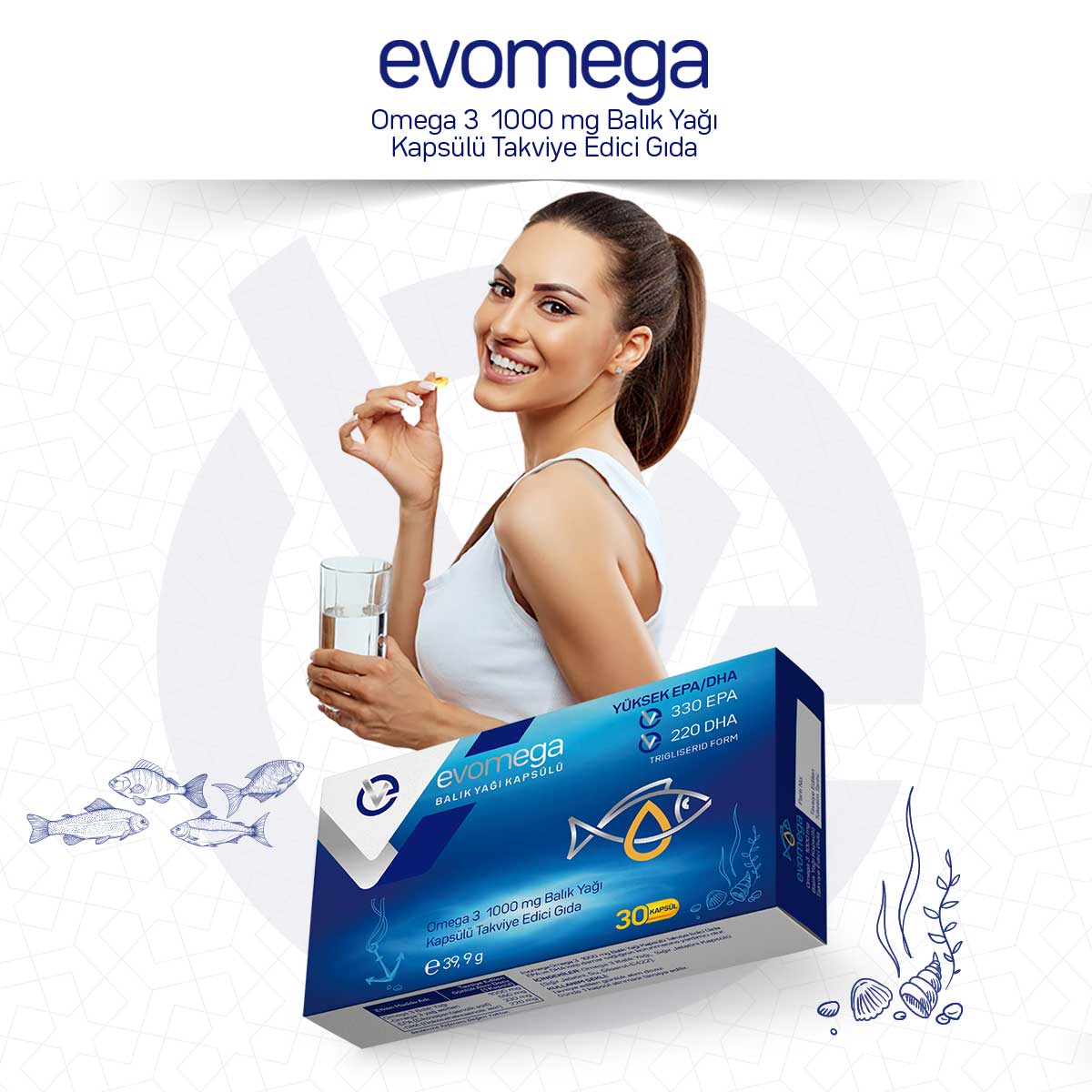 EVOMEGA Omega 3, 1000 mg Balık Yağı Kapsülü Takviye Edici Gıda/30 Kapsül 271