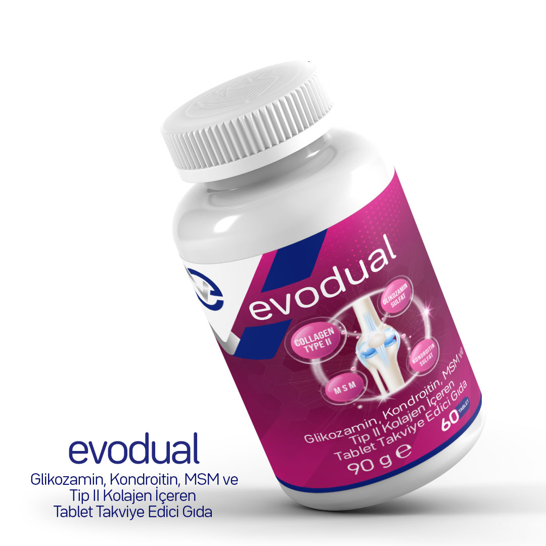 EVODUAL Glikozamin, Kondroitin, MSM ve Tip II Kolajen İçeren Tablet Takviye Edici Gıda/60 Tablet 370